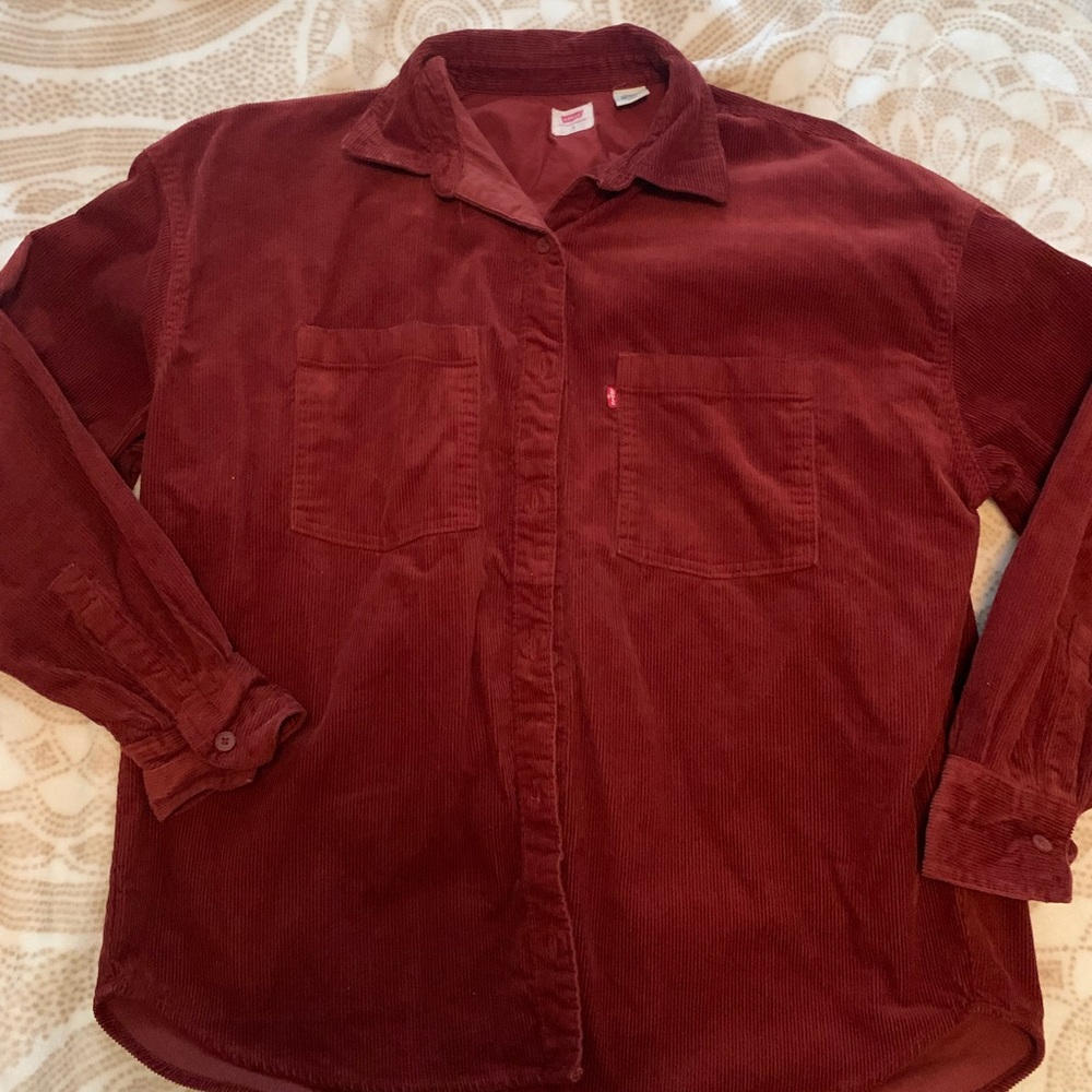 Levi's Womens Relaxed Oversized Fit Corduroy Work Shirt Jacket